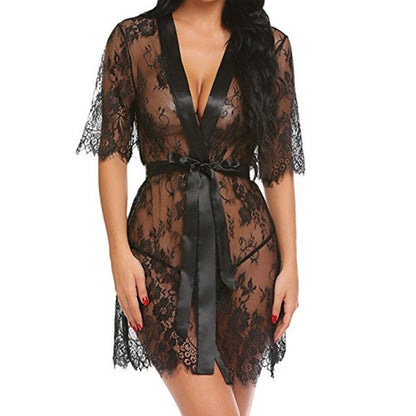 Lace deep V-neck home pajamas