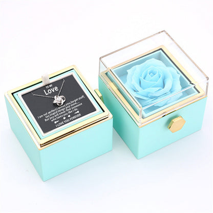 Rotating Soap Rose Jewelry Packing Box Necklace Gift Set