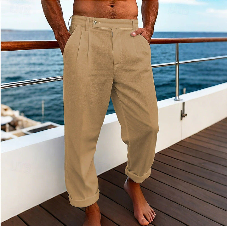 Men's Pocket Flat Comfortable Breathable Trousers