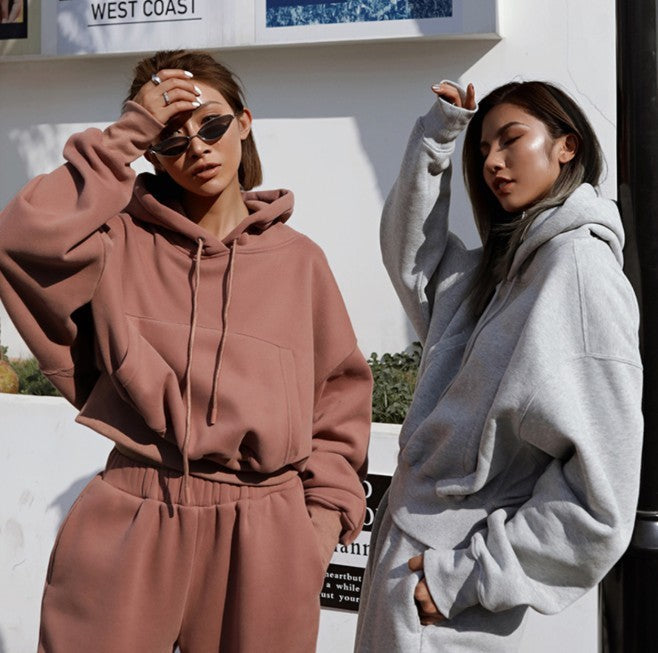 Hooded sweater casual suit