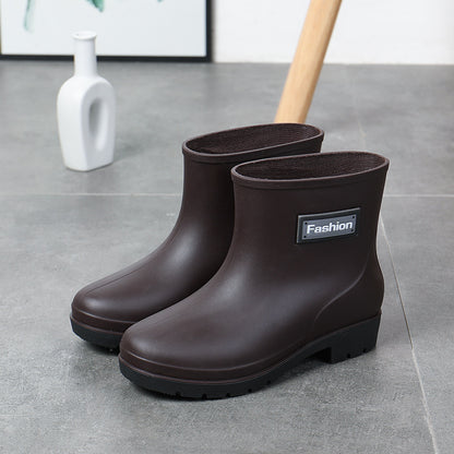 Fashion Work Wear Rain Shoes Adult Warm Women's Mid-calf Rain Boots
