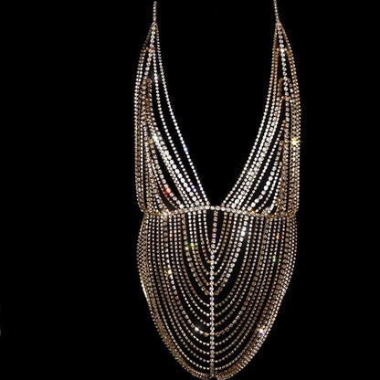 Women's European And American Nightclub Bodysuit With Body Chain