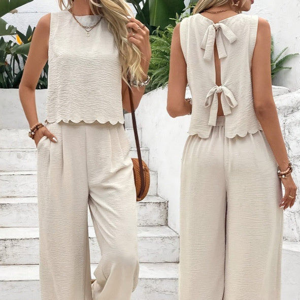 Women's Clothing Sleeveless Vest Casual Trousers Suit