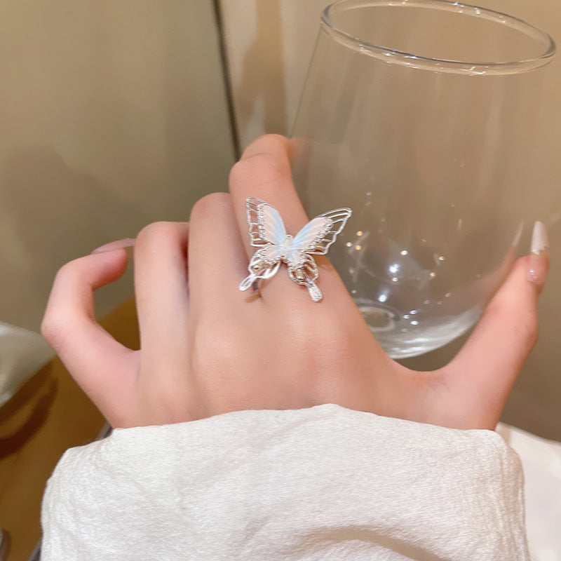 Korean Style Fairy Temperamental Colorful Butterfly Ring