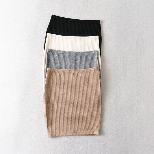 Women's Solid Color Stretch Slim Fit Hip Short Skirt