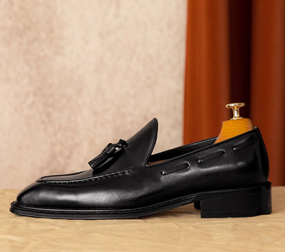 Men's Commuter's All-matching Fringed Leather Shoes Genuine Leather All-match Slip-on Loafers