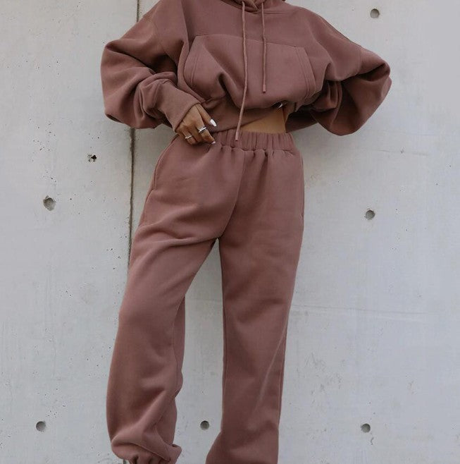 Hooded sweater casual suit