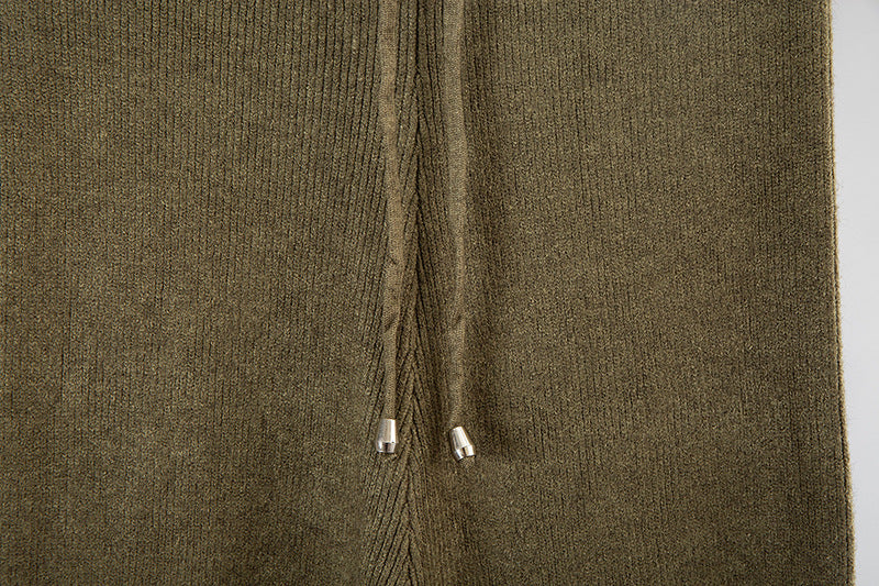 V-neck Cardigan Sweater Wide-leg Pants Suit