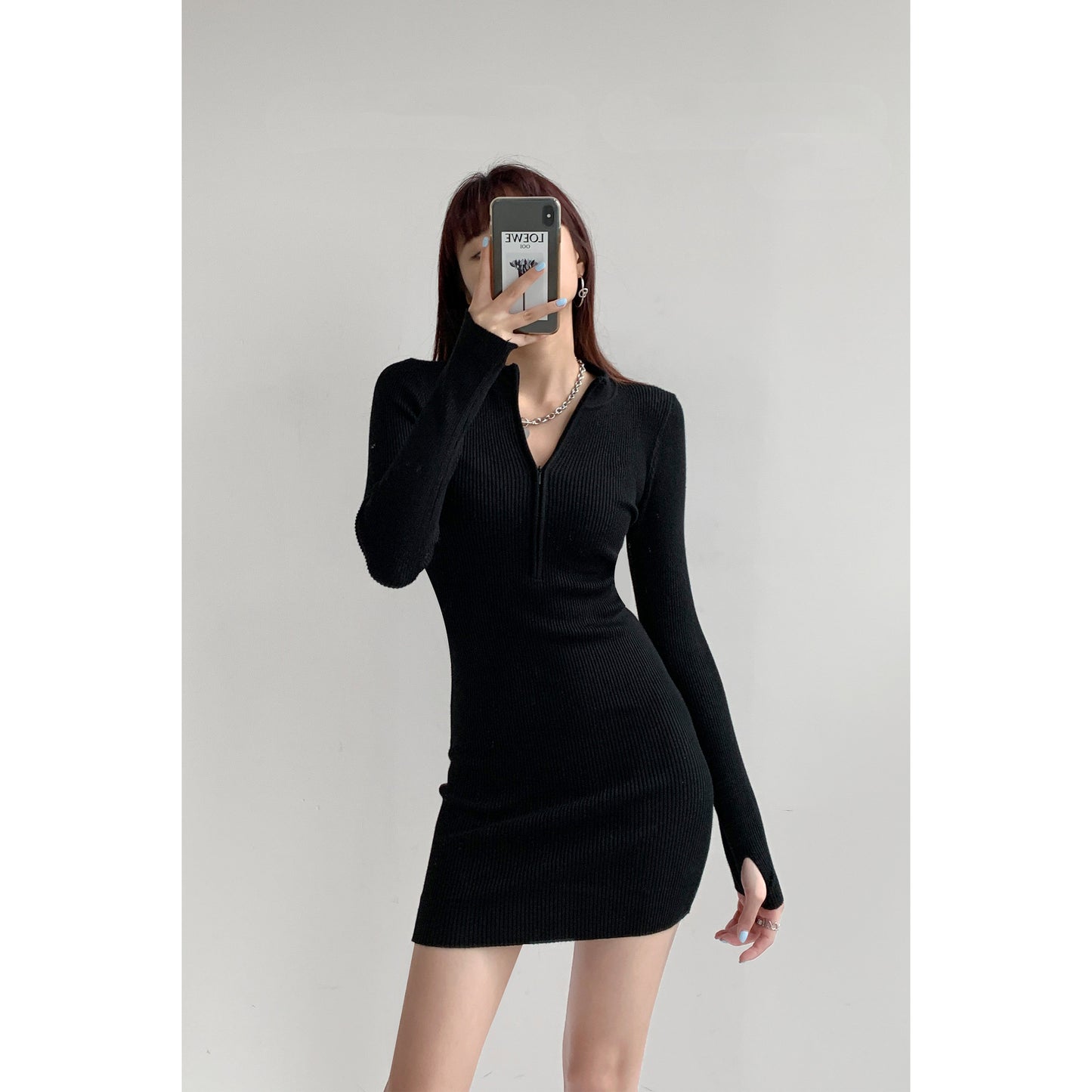 Women's Long Sleeve Knitted Tight Dress