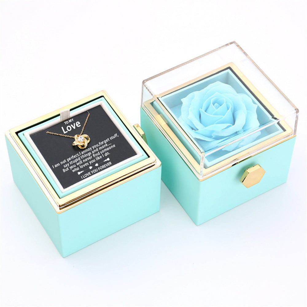 Rotating Soap Rose Jewelry Packing Box Necklace Gift Set