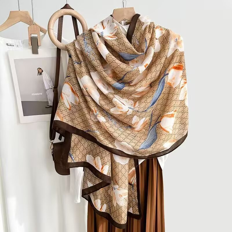 Cotton And Linen Scarf Thin And Silky Shawl Travel Sun-proof Beach Towel For Women