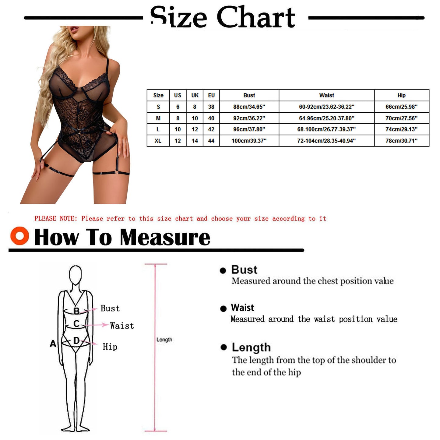 Lace Garter See-through Backless Bodysuit