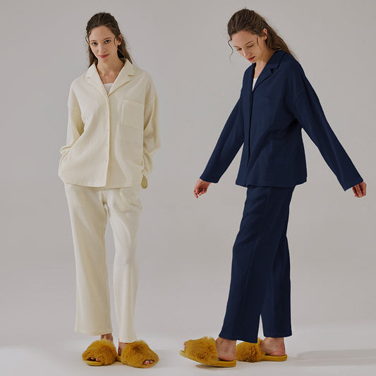 Knit Two-piece Suit Long-sleeved Trousers Ladies' Homewear Pajamas Loose Confinement Clothing