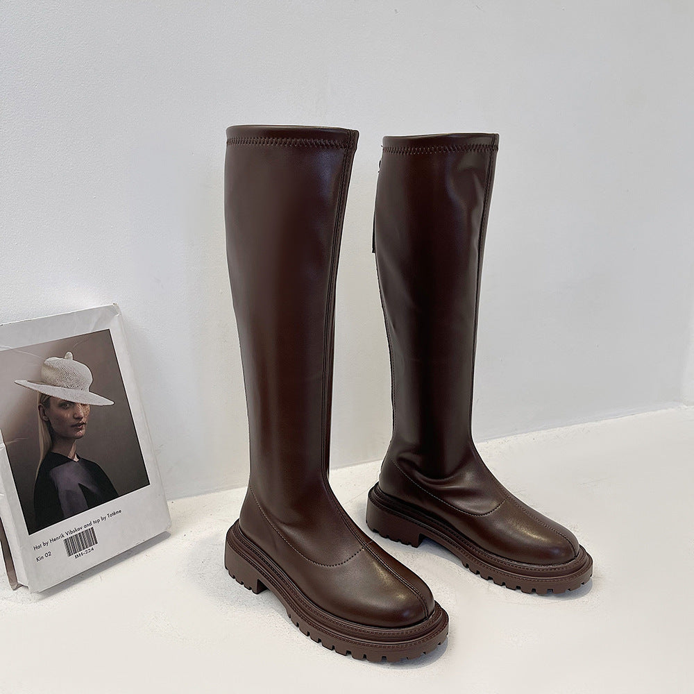 Knight  Long  Women White Boots Mid Heel