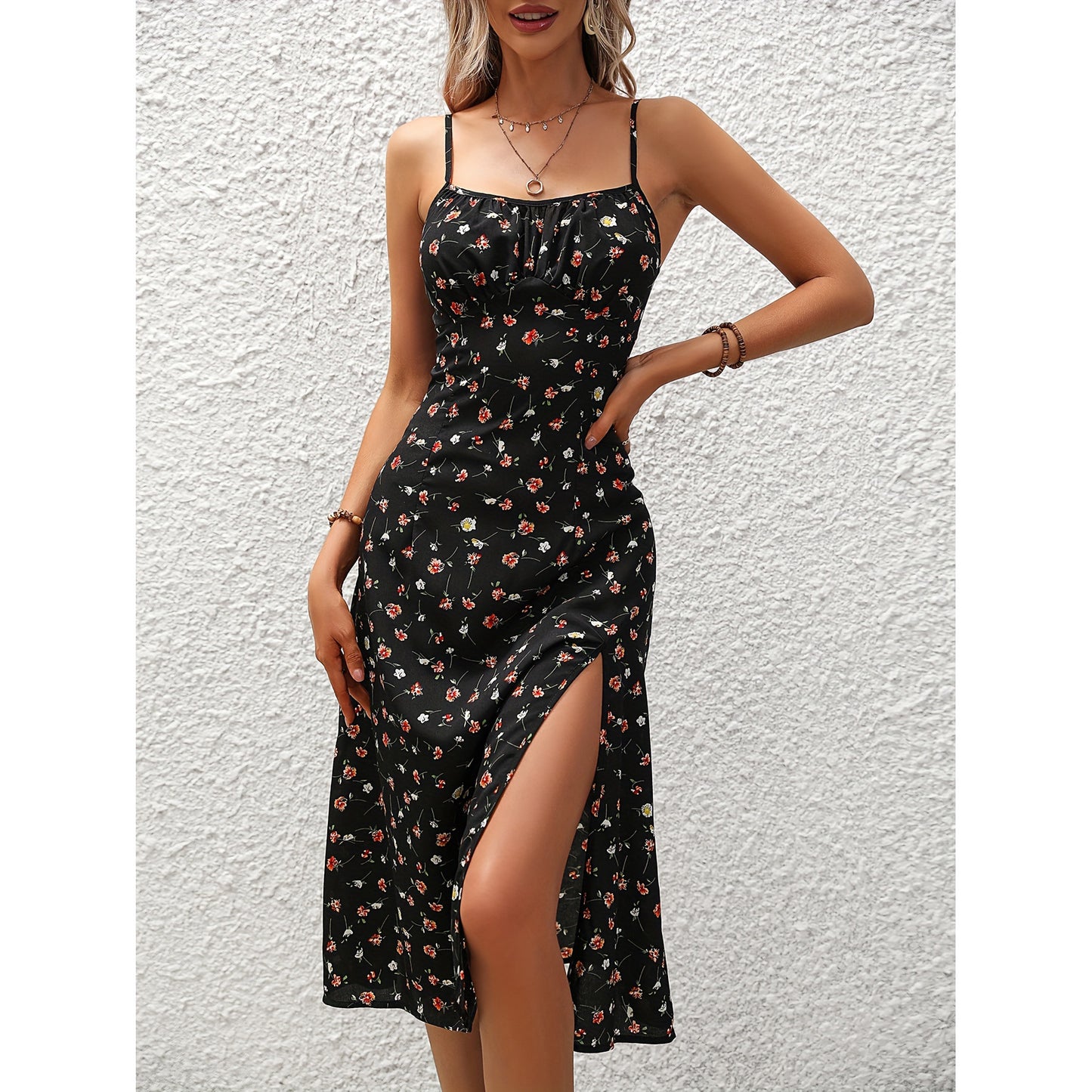 New Polka Dot  Dress Summer Sexy Split Long Dresses For Womens Clothing