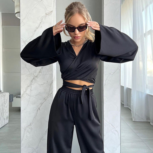 Comfortable Long Sleeve Trousers Pajamas Suit