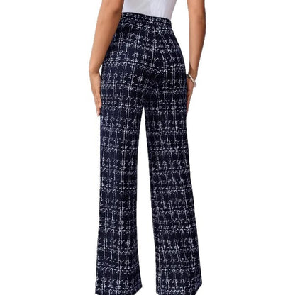 Woven Plaid High Waist Straight Women's Pants