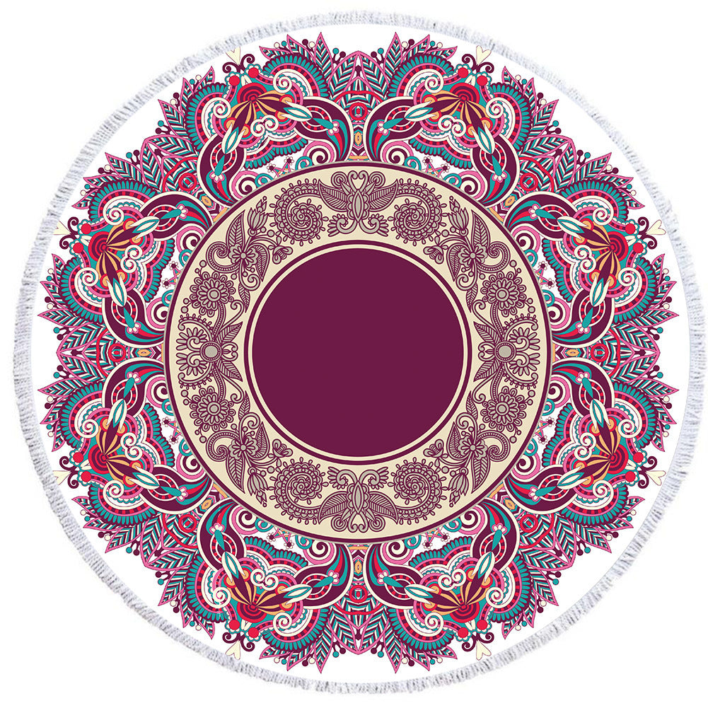 Round Printed Beach Towel Microfiber Plus Flow