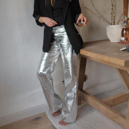 Waist Long Straight Pants For Women