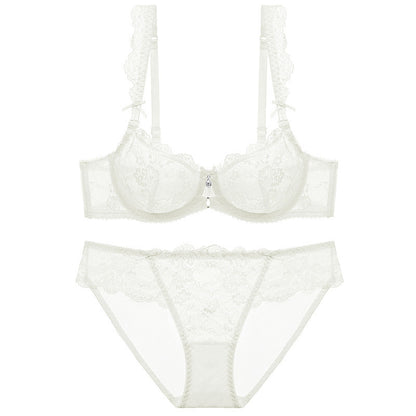 Sheer Lace Bra Spongeless Set