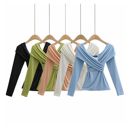 Explosive sexy cross strapless slim T-shirt women