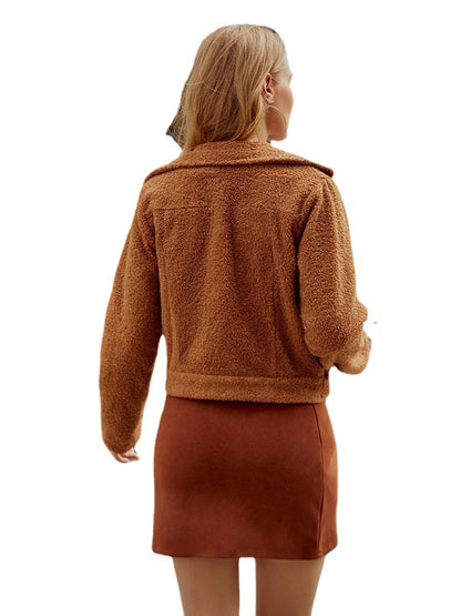 European And American Plush Lapel Fashionable Coat Women