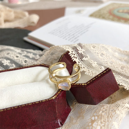 Classic Gold  Crystal Jewelry Adjustable Rings For Women Girls Party Valentine's Gifts