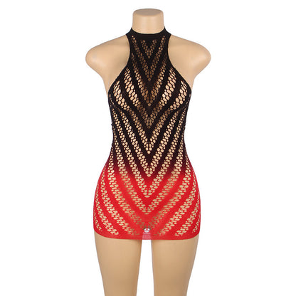 Plus Size Hollow-out Fishnet Stockings Sexy Halter Mesh Bodysuit