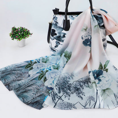 Women's Silk Scarf Shawl Sunscreen Scarf