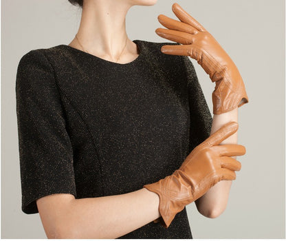 Women's Fashion Winter Warm Gloves Real Lamb Leather Handmade Curve Sheepskin Gloves