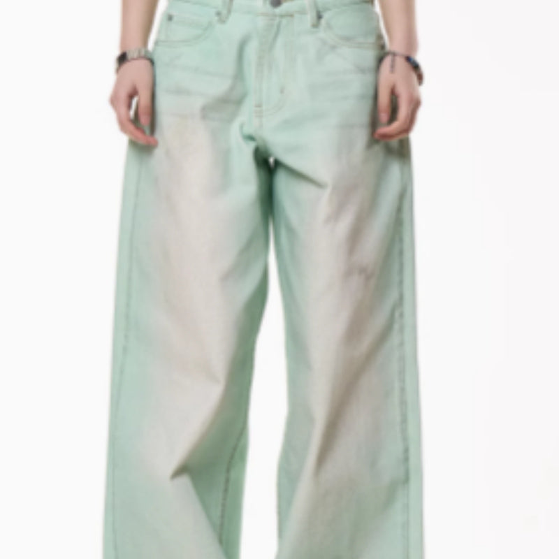 American Retro Distressed Dirty Dyed Jeans For Men And Women On The Street