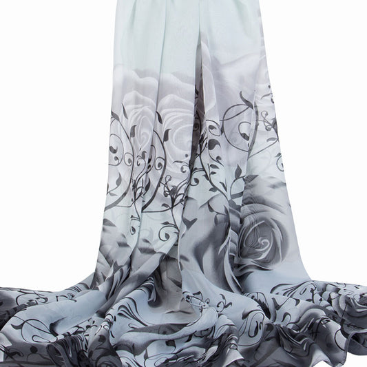 Spring And Autumn New Silk Scarf Versatile Decorative Winter Artificial Silk Beach Towel