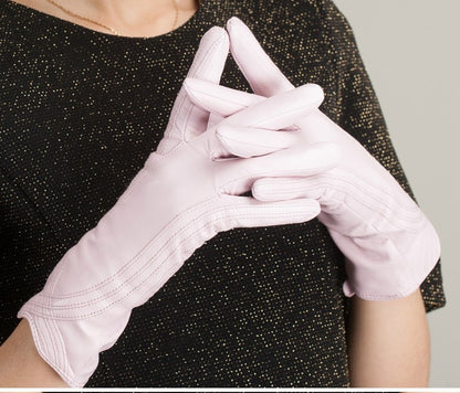 Women's Fashion Winter Warm Gloves Real Lamb Leather Handmade Curve Sheepskin Gloves