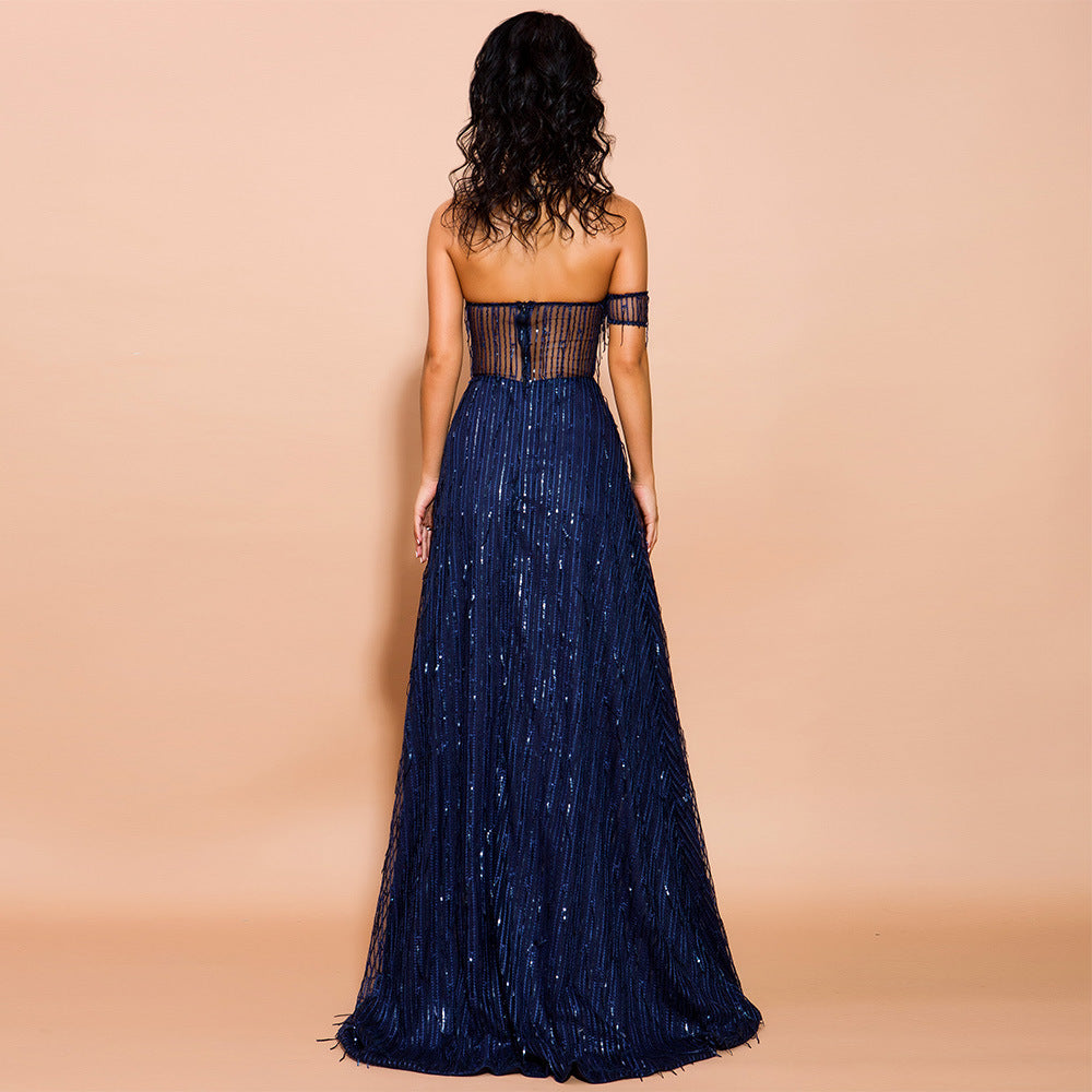 Backless fringed dress