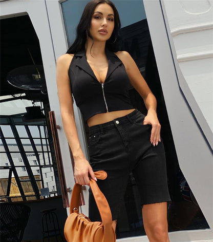 Ladies Casual Backless Tank Top Tight Beach Top Outdoor