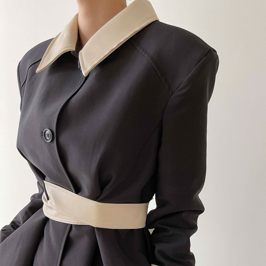 Retro Patchwork Trench Coat And Overcoat Coat