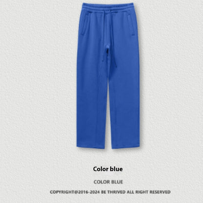 Autumn And Winter Youth Solid Color Loose Sports Pants With Thick Velvet