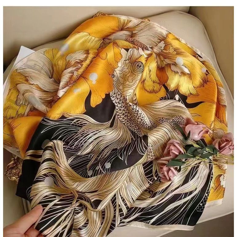 All-match Satin Square Women's Silk Scarf Shawl Beach Towel