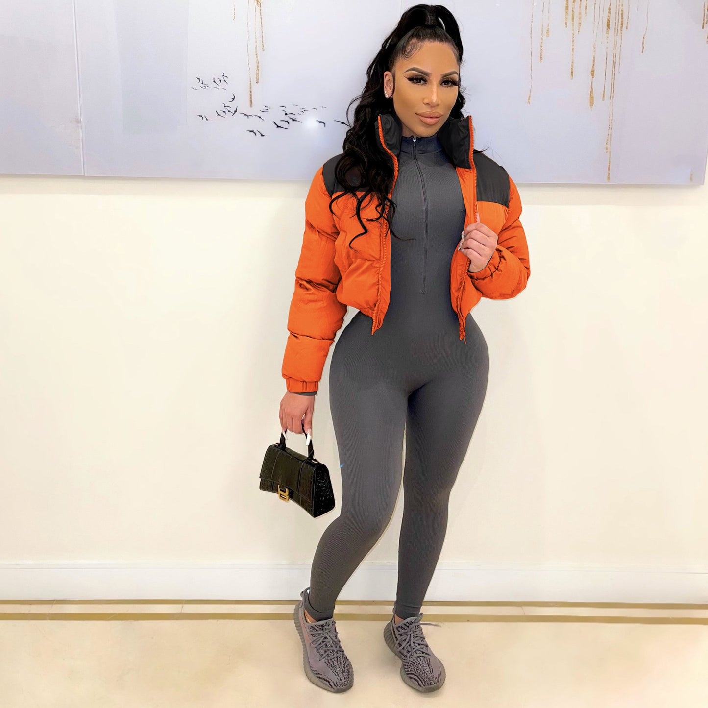 Women's Coat Fashionable Brand Classic Cotton-padded Jacket European And American Short Flight Jacket