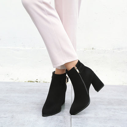 Leopard print chunky heel boots