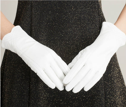 Women's Fashion Winter Warm Gloves Real Lamb Leather Handmade Curve Sheepskin Gloves