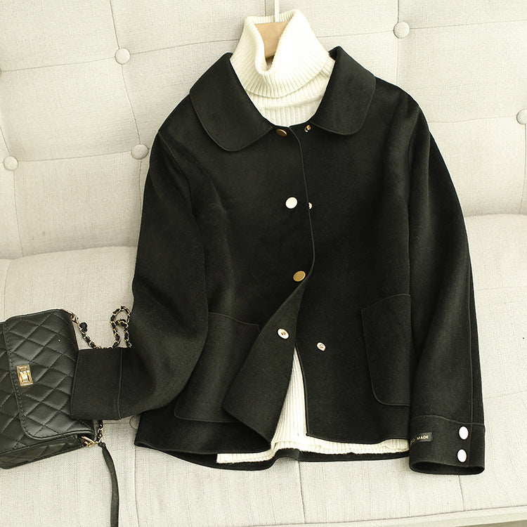Double Sided Woolen Coat Women Short Short