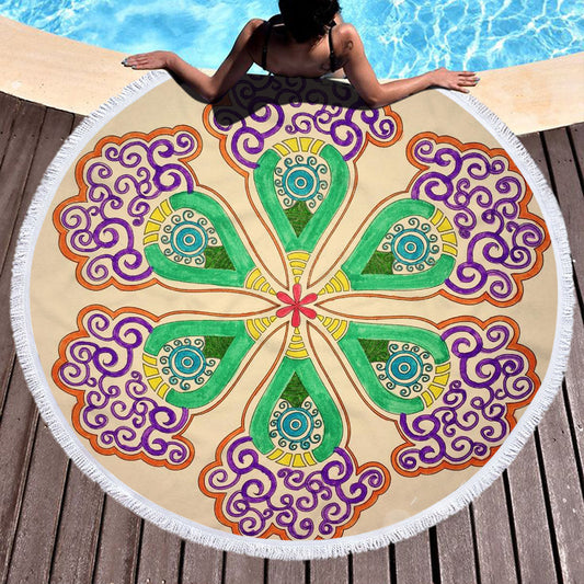 Microfiber 3D Printed Round Beach Towel