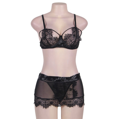 Three-point underwire bra set