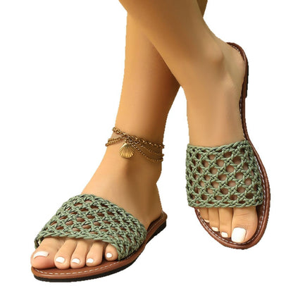 Mesh Slippers Women's Shoes Square Toe