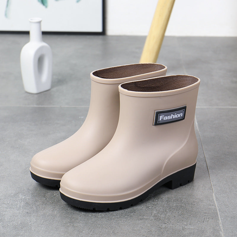 Fashion Work Wear Rain Shoes Adult Warm Women's Mid-calf Rain Boots