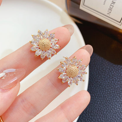 Sun Flower Korean Temperament Light Luxury Net Red Earrings Women
