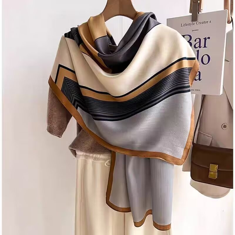 Cotton And Linen Scarf Thin And Silky Shawl Travel Sun-proof Beach Towel For Women