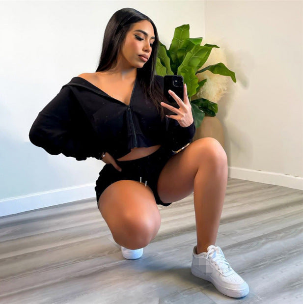 Hooded Sweater Bag Hip Casual Suit