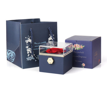 Rotating Soap Rose Jewelry Packing Box Necklace Gift Set